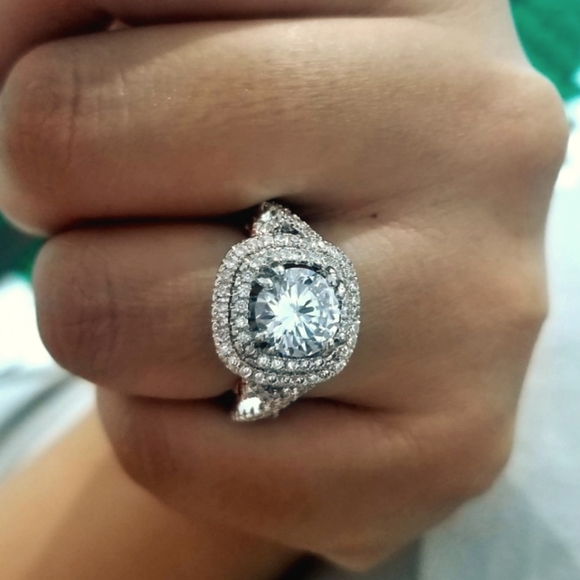 New Siver&Rose Gold Chic Designer Halo Ring - Picture 6 of 7